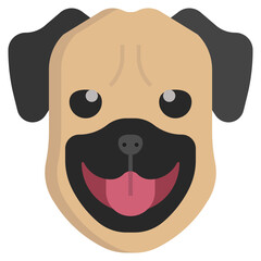 Pug flat icon,linear,outline,graphic,illustration
