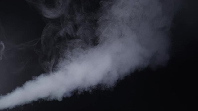 Smoke steam on black background.