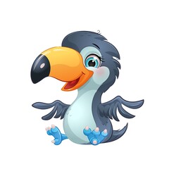 Cute cartoon toucan, vector illustration. Tropical exotic bird, white background. © ANIMA_I