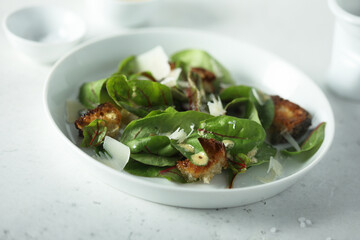 Healthy green salad with cheese
