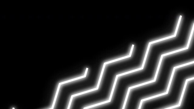 Black and white glowing zig-zag line background animation in high resolution.

