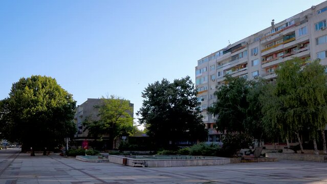 Old apartment building in Kavarna town on the Black Sea coast in Bulgaria