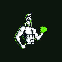 Muscular gladiator, spartan, athletic gym logo concept