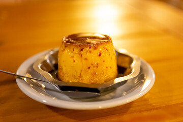 photo of close up of egg flan on plate