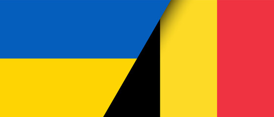 National flags of Ukraine and Belgium representing the partnership and cooperation of the two countries vector illustration.