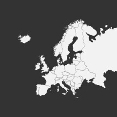 Europe simple map black and white vector icon.