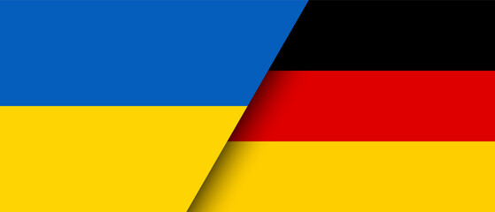 National flags of Ukraine and Germany representing the partnership and cooperation of the two countries vector illustration.