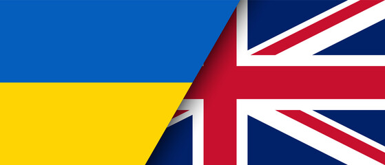 National flags of Ukraine and United Kingdom representing the partnership and cooperation of the two countries vector illustration.