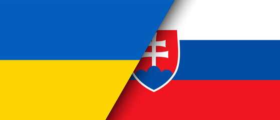 National flags of Ukraine and Slovakia representing the partnership and cooperation of the two countries vector illustration.