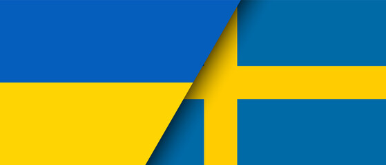 National flags of Ukraine and Sweden representing the partnership and cooperation of the two countries vector illustration.