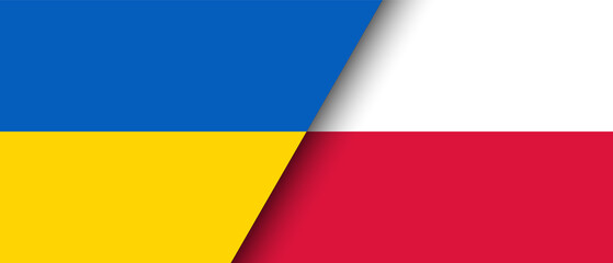 Obraz premium National flags of Ukraine and Poland representing the partnership and cooperation of the two countries vector illustration.