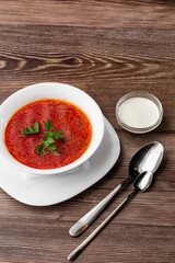 Borsht, bortsch, borshch, borscht. Soup, associated with cuisine of Eastern and Central Europe, especially Ukraine, Russia and Poland