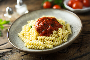 Pasta with homemade tomato sauce