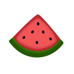 Simple ripe watermelon slice on white background, made in vector.