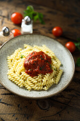 Pasta with homemade tomato sauce