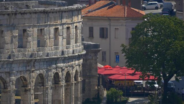 The Roman Amphitheatre, or Arena in Pula, Croatia. From the Castle