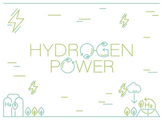 Green hydrogen energy production. Editable vector illustration