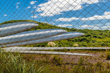 Fototapeta premium Windmillls at Countryside Landscape, Uruguay