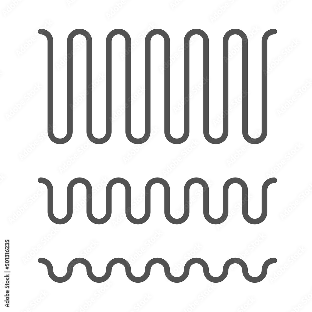Poster wave curve line pattern icon vector or water ripple zigzag graphic, snake shaped stroke wavelet or s