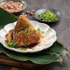 Vegetable zongzi. Vegetarian rice dumpling for Duanwu Dragon Boat Festival food.