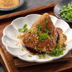 Vegetable zongzi. Vegetarian rice dumpling for Duanwu Dragon Boat Festival food.