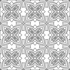 Vector monochrome pattern, Abstract texture for fabric print, card, table cloth, furniture, banner, cover, invitation, decoration, wrapping.Repeating geometric tiles with stripe elements.