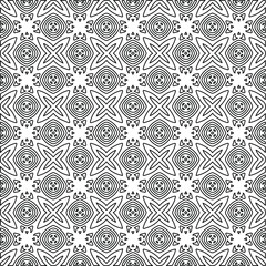 Vector monochrome pattern, Abstract texture for fabric print, card, table cloth, furniture, banner, cover, invitation, decoration, wrapping.Repeating geometric tiles with stripe elements.
