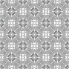 Vector monochrome pattern, Abstract texture for fabric print, card, table cloth, furniture, banner, cover, invitation, decoration, wrapping.Repeating geometric tiles with stripe elements.