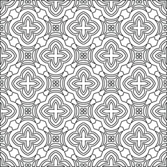 Vector monochrome pattern, Abstract texture for fabric print, card, table cloth, furniture, banner, cover, invitation, decoration, wrapping.Repeating geometric tiles with stripe elements.