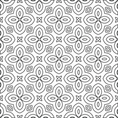 Vector monochrome pattern, Abstract texture for fabric print, card, table cloth, furniture, banner, cover, invitation, decoration, wrapping.Repeating geometric tiles with stripe elements.