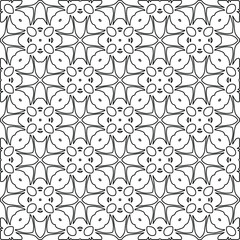 Fototapeta premium Vector monochrome pattern, Abstract texture for fabric print, card, table cloth, furniture, banner, cover, invitation, decoration, wrapping.Repeating geometric tiles with stripe elements.Black and w