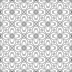 
Vector monochrome pattern, Abstract texture for fabric print, card, table cloth, furniture, banner, cover, invitation, decoration, wrapping.Repeating geometric tiles with stripe elements.Black and 
w