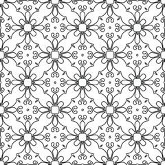 
Vector monochrome pattern, Abstract texture for fabric print, card, table cloth, furniture, banner, cover, invitation, decoration, wrapping.Repeating geometric tiles with stripe elements.Black and 
w