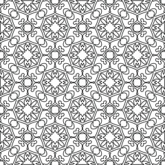 
Vector monochrome pattern, Abstract texture for fabric print, card, table cloth, furniture, banner, cover, invitation, decoration, wrapping.Repeating geometric tiles with stripe elements.Black and 
w