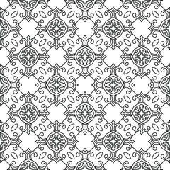 
Vector monochrome pattern, Abstract texture for fabric print, card, table cloth, furniture, banner, cover, invitation, decoration, wrapping.Repeating geometric tiles with stripe elements.Black and 
w