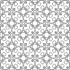 Fototapeta premium Vector monochrome pattern, Abstract texture for fabric print, card, table cloth, furniture, banner, cover, invitation, decoration, wrapping.Repeating geometric tiles with stripe elements.Black and w