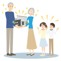 孫に不動産を相続させる笑顔のシニア夫婦