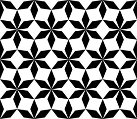 Vector Seamless Black And White Geometric Hexagon Lines Pattern