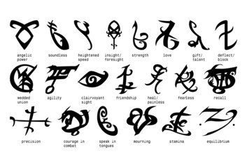 Runes, set of magic symbols and signs isolated. - 501319053