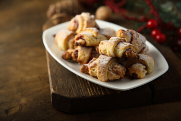 Traditional homemade jam cookies with nuts