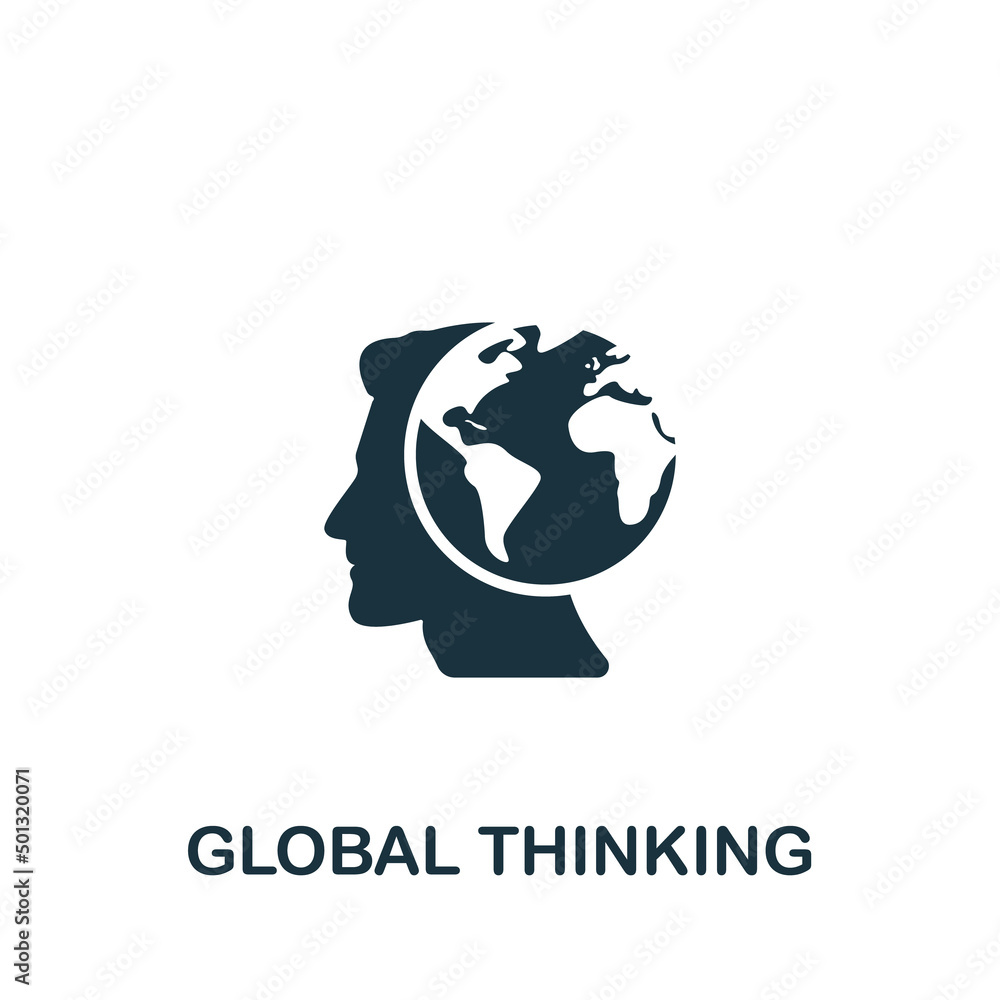 Poster global thinking icon. monochrome simple brain process icon for templates, web design and infographic