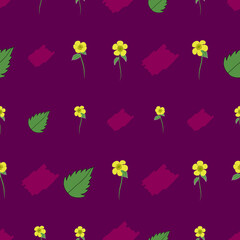 Fototapeta na wymiar buttercup spring vector repeat pattern design on purple background