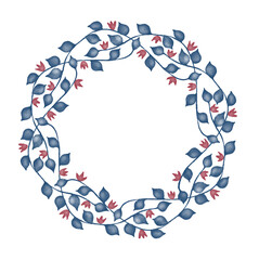 Obraz premium Round wreath illustration watercolor style. Spring