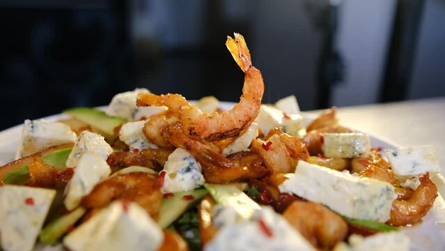 seafood and dorblu cheese salad