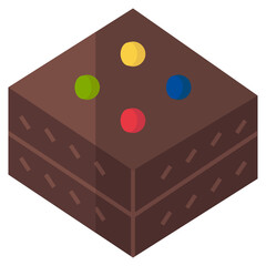 Brownie flat icon,linear,outline,graphic,illustration