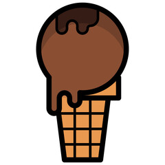 Chocolate Ice Cream filled outline icon,linear,outline,graphic,illustration
