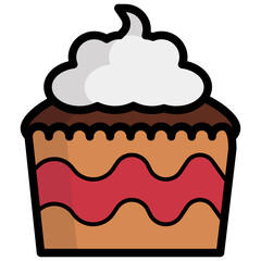 Cupcake filled outline icon,linear,outline,graphic,illustration