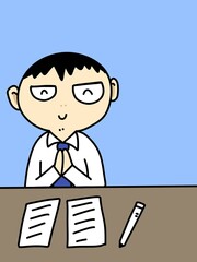 cute man cartoon on blue background