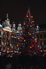 Fototapeta na wymiar Sapin de Noel sur la Grand Place de Bruxelles