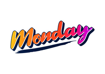 Colorful Monday typography logo design vector in gradient color of orange to pink color